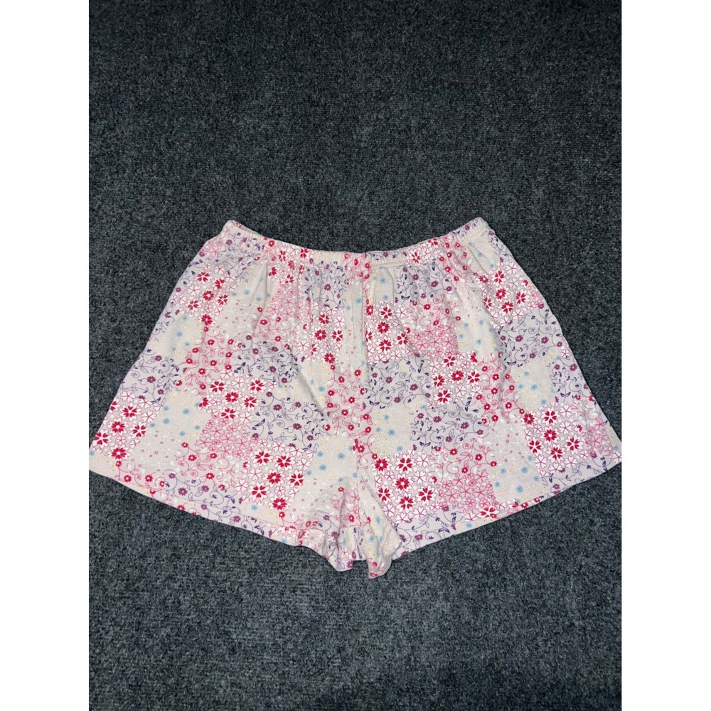 Faded Glory Womens Large Pink Floral Patchwork Pajama Shorts Sleepwear